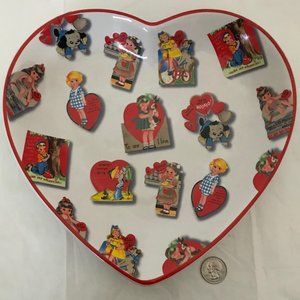 Large Retro Ceramic Valentine Heart-Shaped Bowl NWT